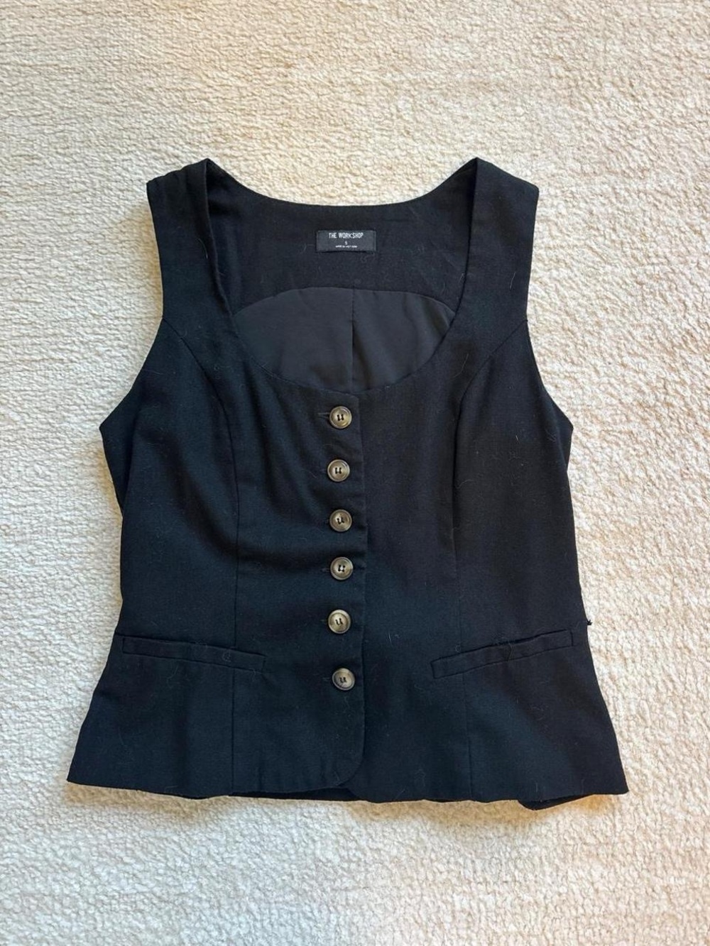 Classic Black Button-Front Women's Vest Tank